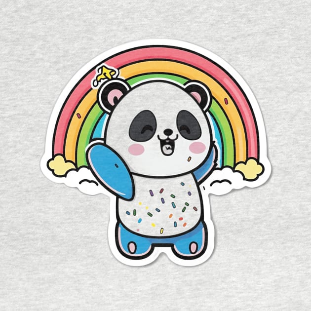 Cute Cartoon Panda Rainbow Colourful Funny Kawaii by kiddo200